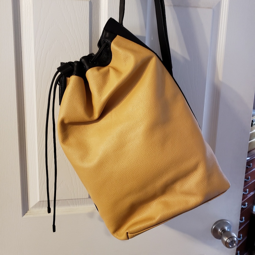 L.A.M.B. Elke Yellow Leather Drawstring Satchel